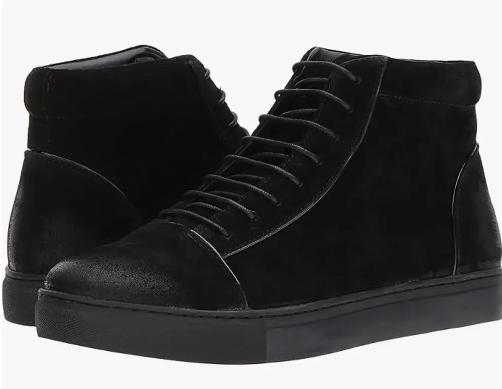 English Laundry Men Grundy Sneaker Boots 8 Black Suede Leather NWT Chukka Combat